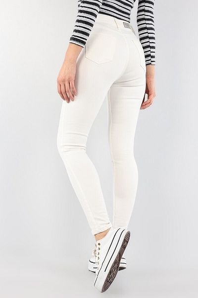lovebox Blugi de damă albi din Lycra cu talie înaltă