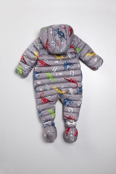 PODİUM GİYİM Dinosaur Pattern Winter Shoes - Mirrored, Grey Color and Hidden Gloves Hoodie