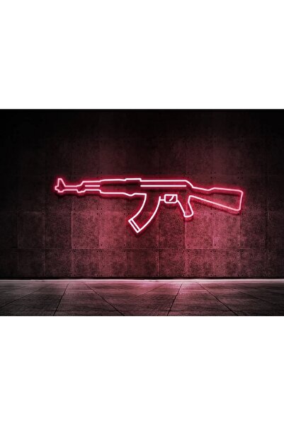 SMİLE CONCEPT Ak47 Tüfek- Neon Led Dekoratif Duvar Yazısı Aydınlatması Gece L...