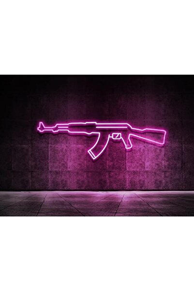 SMİLE CONCEPT Ak47 Tüfek- Neon Led Dekoratif Duvar Yazısı Aydınlatması Gece L...