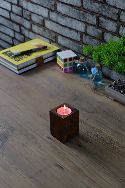 shopifav Ahşap Mumluk Doğal Ahşap Mumluk Masif Mumluk