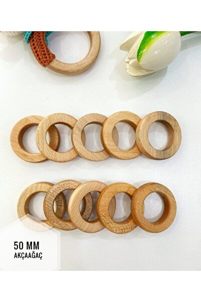 YEDİCE OYUNCAK Amigurumi Akçaağaç Diş Kayışıyıcı Halka 50 Mm 10'lu Set