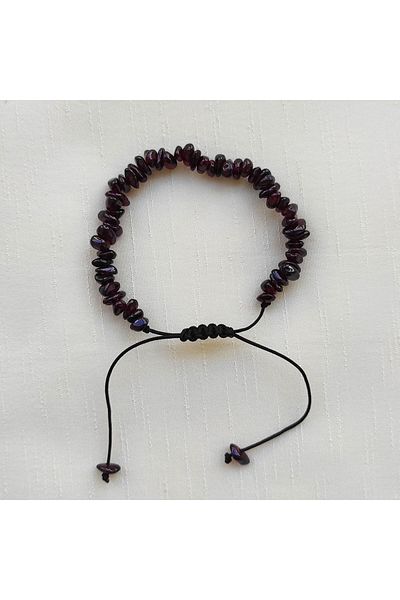 ByKolyeucum Lal Garnet Stone Cracked Natural Stone Knitted Macrame Bracelet