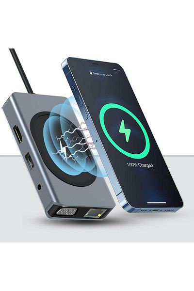 Mi7a ماك بوك متوافق مع النوع C إلى USB 3.0 4K HDMI جيجابت RJ45 Aux 9 منافذ محول المحور