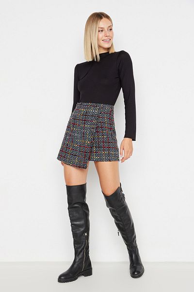 Trendyol Collection Szürke szőtt szoknya TWOAW23ET00269