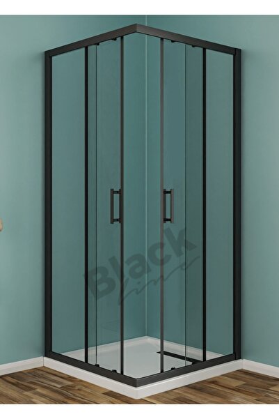 Blackline Siyah Köşe Şeffaf Cam 120x120 5 Mm Temperli Cam Duşakabin H: 190