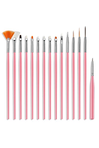 Nail Master 15 Adet Dizayn ve Jel Fırça Seti Pembe
