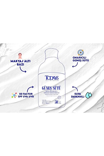 TODAYS CLİNİCALS Güneş Sütü 50 Spf Yüksek Koruma Leke Karşıtı Vitamin E & Panthenol