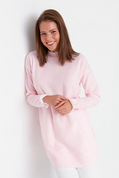 Trendyol Modest Pink Sleeve Pearl részletes kötöttáru pulóver TCTAW23AK00027