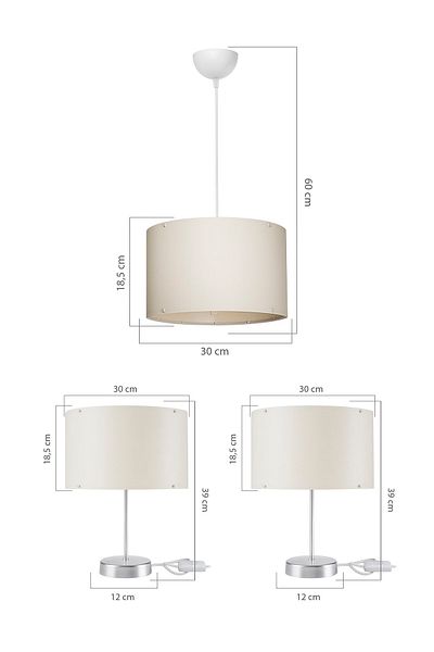 Gloria Ela Bedroom Set - Cream Pendant Lamp 2 Chrome Lampshades
