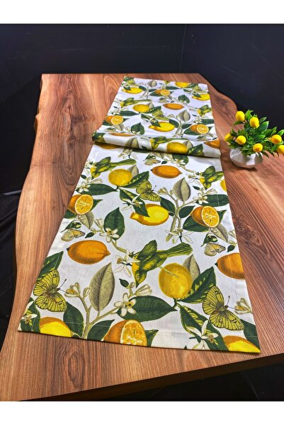 Biz Class Lemon Patterned Digital Printed Runner, Lemon Runner/ Runner-Tablecloth