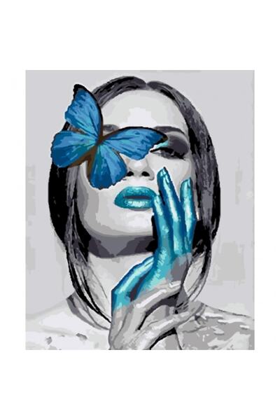 Ena Butik Set de pictură pe numere pentru femei, cu fluture pe pânză, cu ramă...