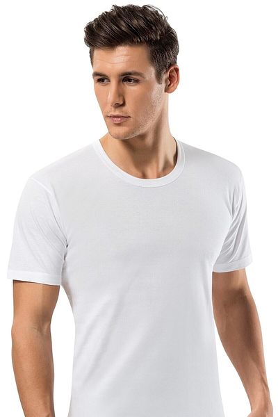 Erdem Men's White Combed Cotton Crew Neck Undershirt Athlete 4 Pieces