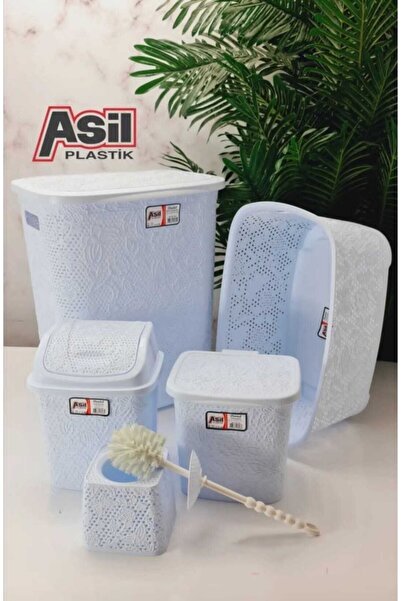 Asilplastik Dantel Banyo Seti Beyaz