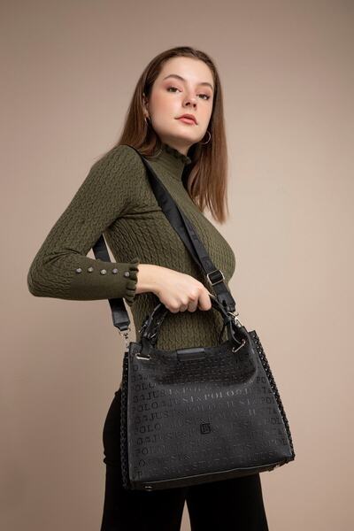 Just Polo حقيبة كتف وحقيبة يد نسائية مضفرة مكونة من 4 أقسام 4031-gd