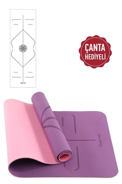 Gymo Hizalamalı 6mm Tpe Yoga Matı Pilates Minderi Taşıma Çantalı