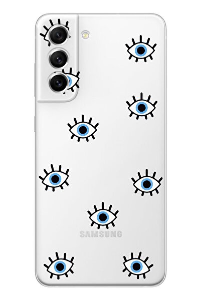 shoptocase Galaxy S22 Uyumlu Şeffaf Nazar Gözler Telefon Kılıfı
