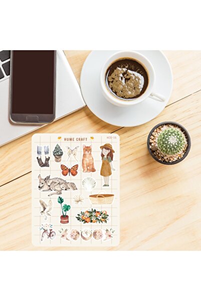 Hume Craft Vintage Temalı Sticker Seti Ajanda Planlayıcı Bullet Journal Için Uygun