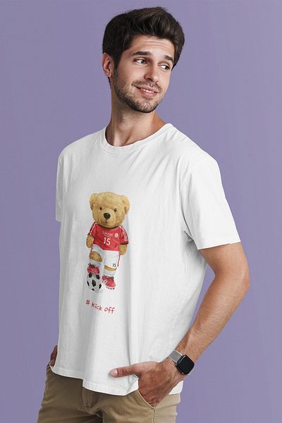 SUNFREE Teddy Soccer εμπριμέ λευκό μπλουζάκι
