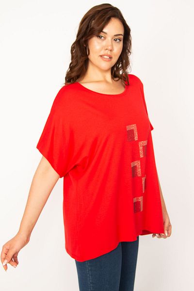 Şans Plus Size Blouse - Red - Relaxed fit