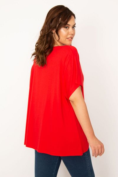 Şans Plus Size Blouse - Red - Relaxed fit