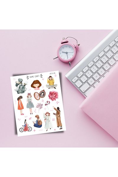 Hume Craft Set de autocolante tematice pentru fete de epocă, potrivit pentru planificatorul de agende Bullet Journal