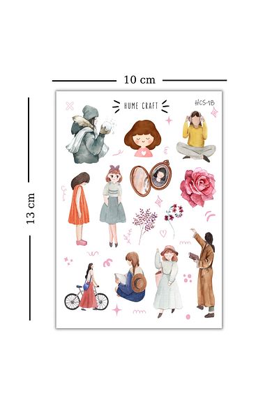 Hume Craft Set de autocolante tematice pentru fete de epocă, potrivit pentru planificatorul de agende Bullet Journal