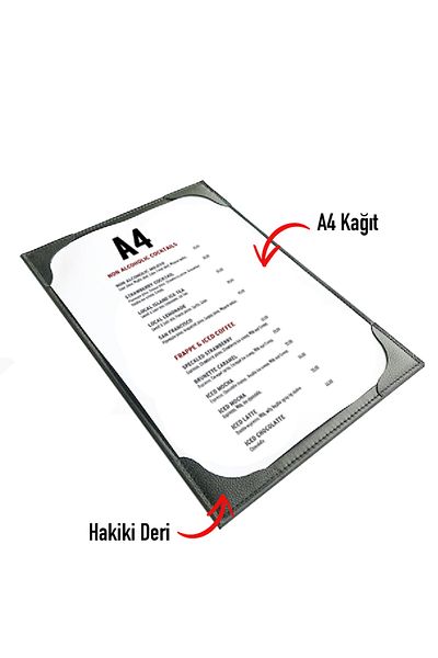 ViP GiFT حاوية قائمة جلدية، قائمة طعام، مطعم، مقهى، قائمة الفندق A4، أسود
