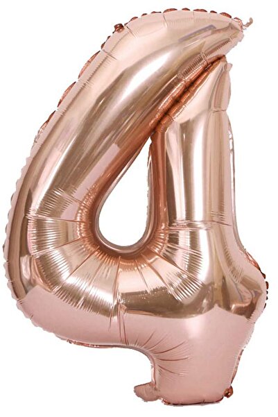 Parti dolabı 100 Cm Rose Gold Büyük Folyo 4 Yaş Rakam Balon 40inc