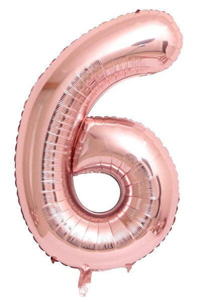 Parti dolabı 100 Cm Rose Gold Büyük Folyo 6 Yaş Rakam Balon 40inc