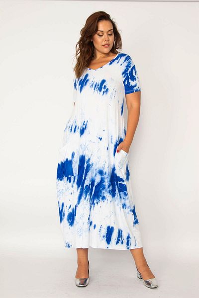 Şans Plus Size Dress - Navy blue - Basic