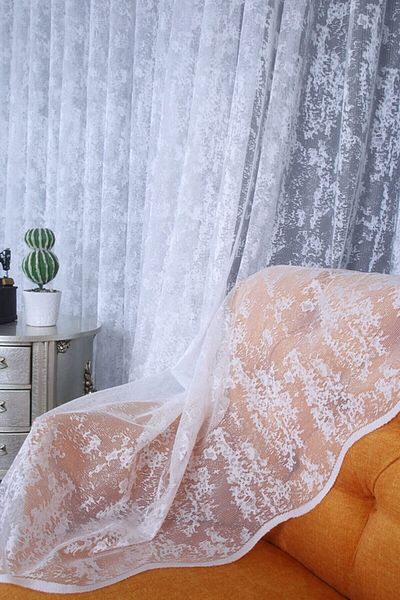 ERNGlobal New Season Sparse Pleated Cloud Pattern White Living Room Balcony Kitchen Tulle Curtain