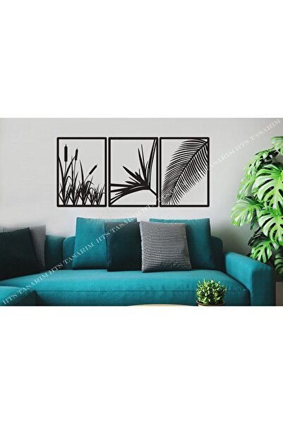 3-Piece Laser-Cut Wooden Table, Reed Wall Table - Wood Decorative Modern Wall Ornament
