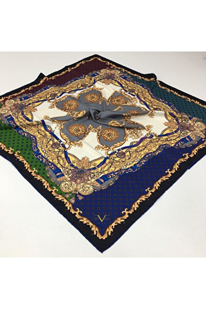 19V69 ITALIA Barok Desen Gold Seri Twill Eşarp Askısı Ve Hediyelik Seti Ile B...