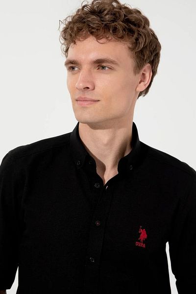 U.S. Polo Assn. Мъжка черна риза с дълъг ръкав