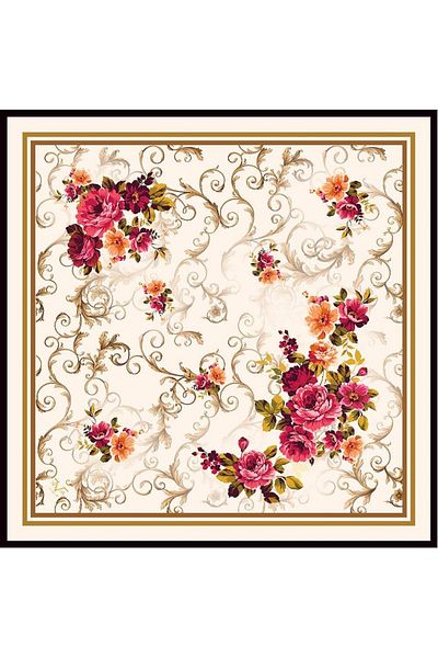 19V69 ITALIA Floral Pattern Black Series Rayon with Scarf Strap and Gift Set 90x90 Cm