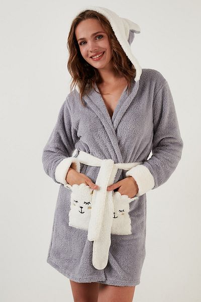 Lela Rochie de pluș cu glugă în talie și buzunare Rochie de damă