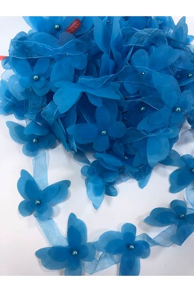 Hobigram Turcoaz tăiat cu laser bandă fluture țesătură organza floare artificială 13 bucăți fluture – panglică decorativă – decor
