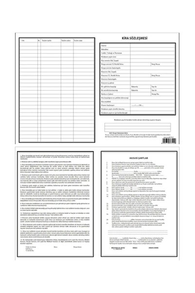 Pastel Beyaz Kira Kontratı Sözleşmesi 6 Adet