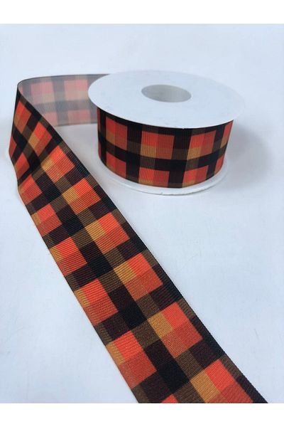 Hobigram Πορτοκαλί Μαύρη Καρό Κορδέλα Grosgrain Η τιμή είναι για 1 μέτρο – Κορδέλα, Κομψό Σχέδιο, Γυναικείο Αξεσουάρ