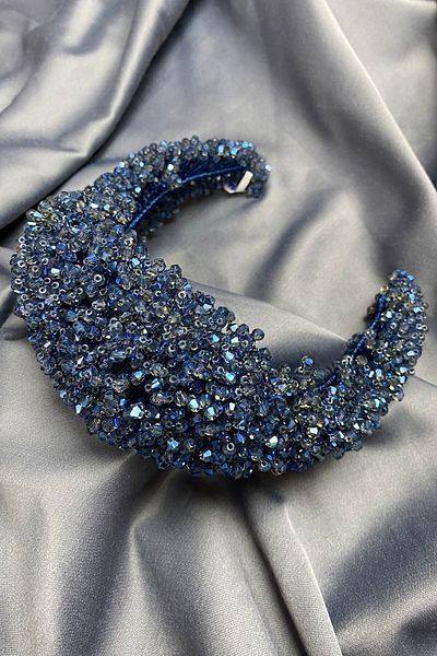 Hobigram Αξεσουάρ μαλλιών Navy Blue Polaris Crystal Stone Νυφικό και Κορώνα Χέννας
