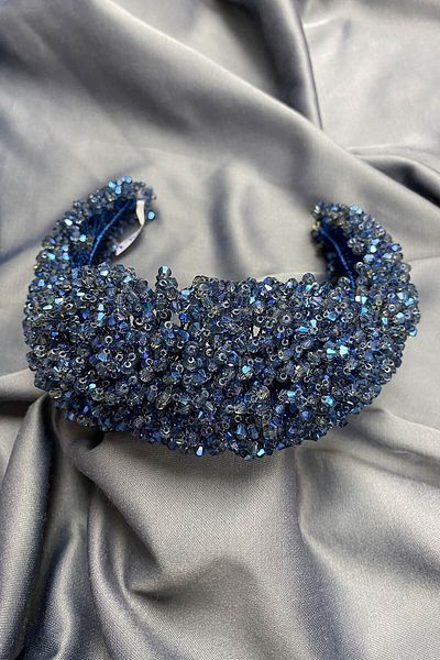 Hobigram Αξεσουάρ μαλλιών Navy Blue Polaris Crystal Stone Νυφικό και Κορώνα Χέννας