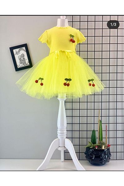 S1İ AJANS Rochie Fata Tutu galben Visiniu - Varsta 4 Ps10345