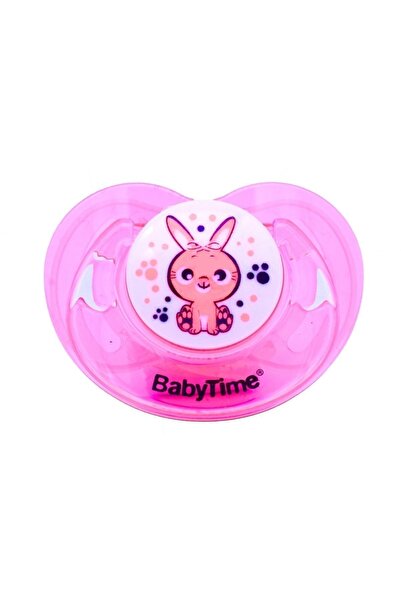 Babytime لهاية منقوشة بجسم شفاف من السيليكون رقم 1 - وردي