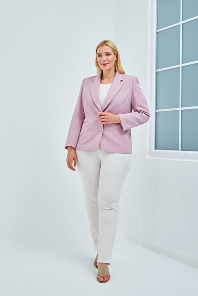 Fagi Jachetă clasică liliac cu nasturi de mărime mare pentru femei