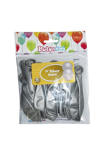 BalonEvi 20 Pieces Balloon Silver Set - 6730 Model