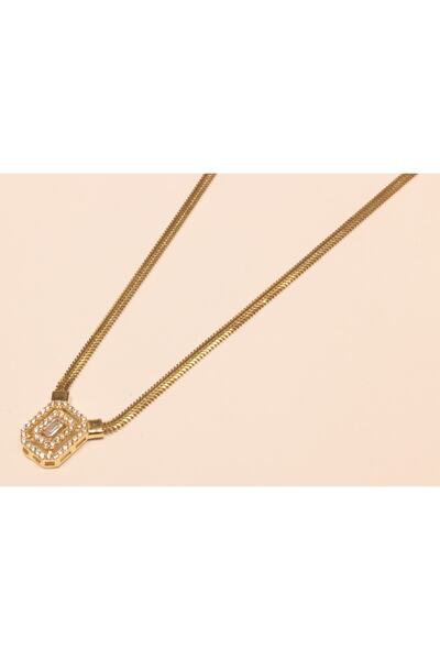 Hakan Güler Kuyumculuk Altın Baget Taşlı Italyan Balık Sırtı Kolye