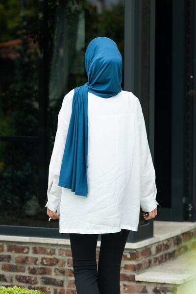 ELANS Combed Cotton Ready Practical Shawl Scarf Petrol Color