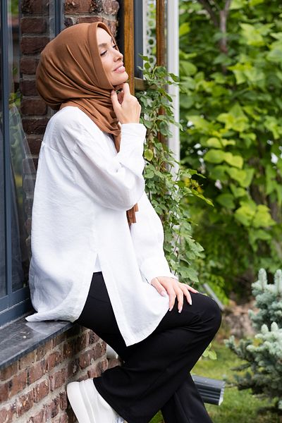 ELANS Combed Cotton Ready Practical Shawl Scarf Tan
