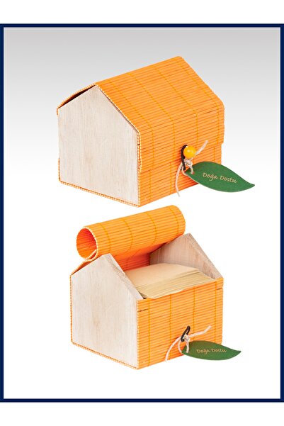 EGESTA Geri Dönüşümlü Hasır Ve Ahşap Kutulu Kraft Özel Notluk - Turuncu